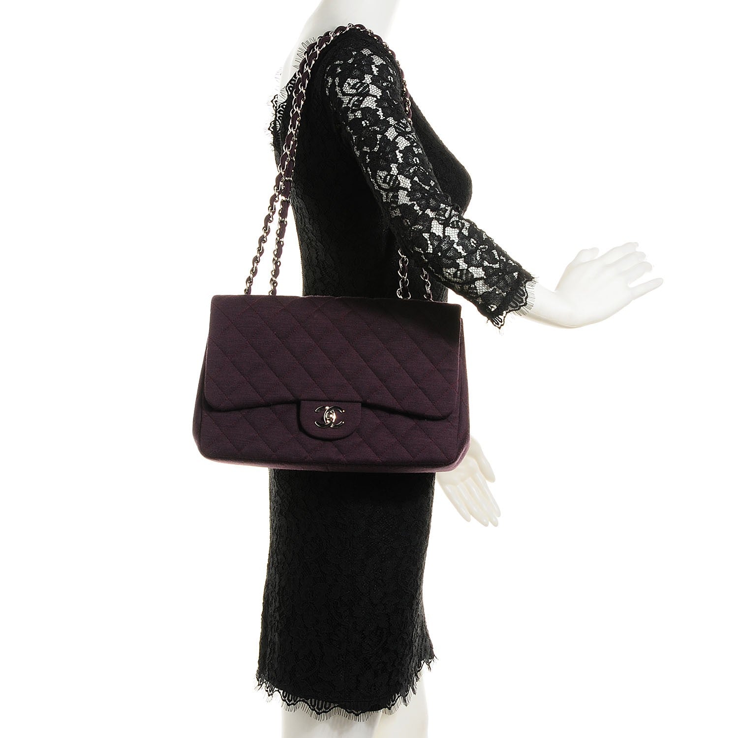 Chanel Jersey Quilted Jumbo Single Flap Purple 2 of 8