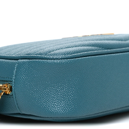 Saint Laurent Grain De Poudre Matelasse Monogram Mini Lou Camera Bag Blue Vert 9 of 10