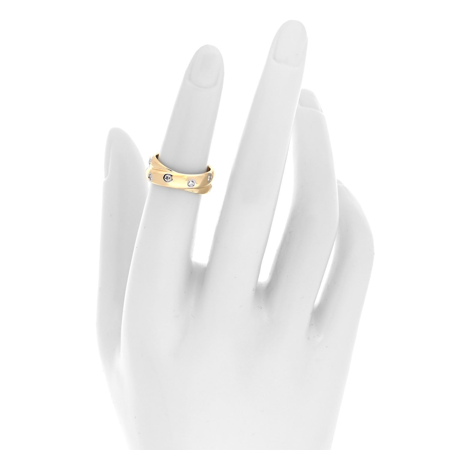 Tiffany 18K Yellow Gold Platinum Diamond Etoile Twist Band Ring 49 5 2 of 5
