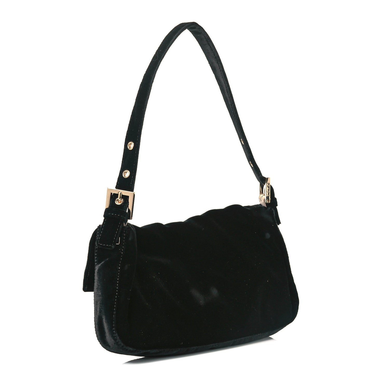 Velvet Metal Fringe Baguette Black Gold