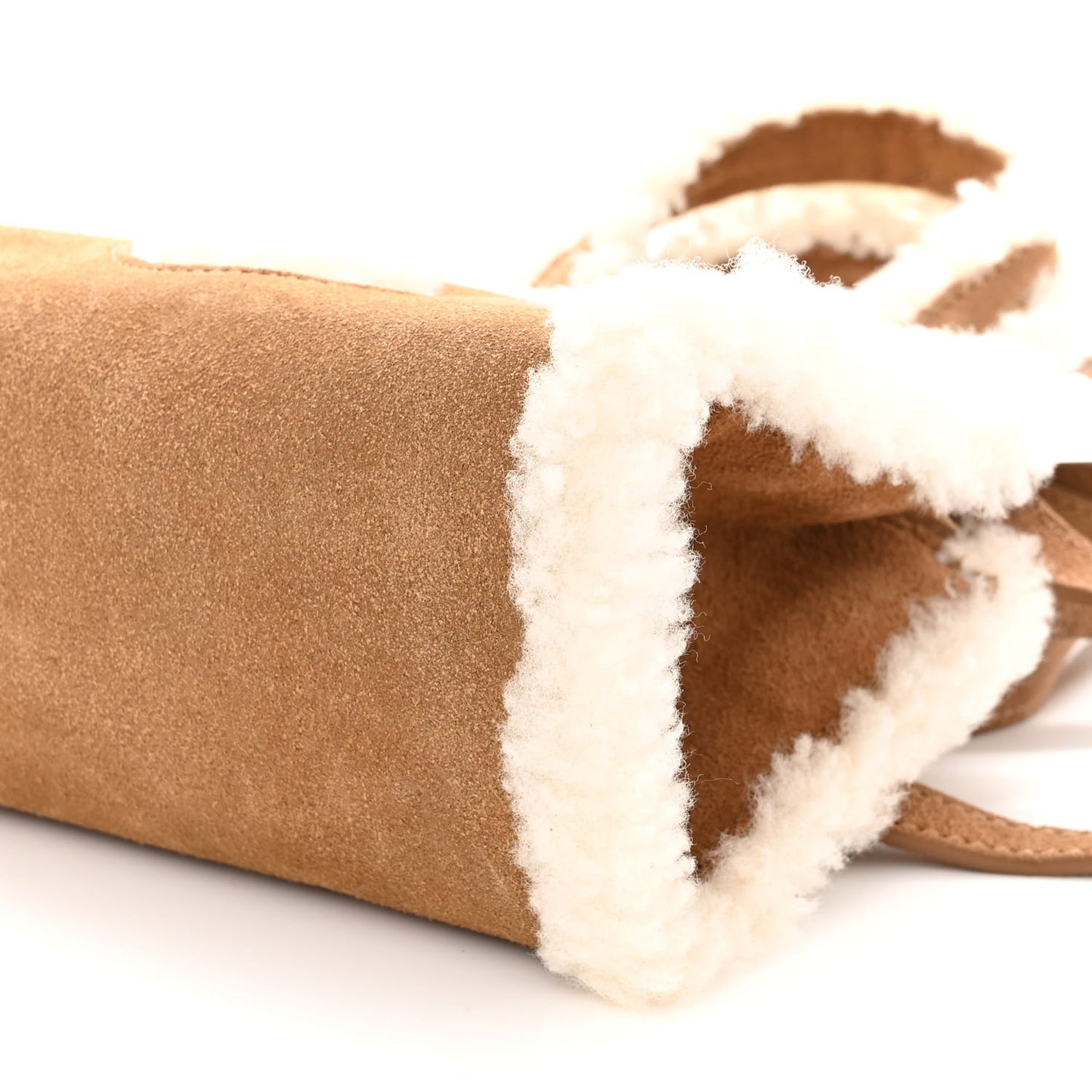 X UGG Suede Shearling Small Shopping Bag Chestnut