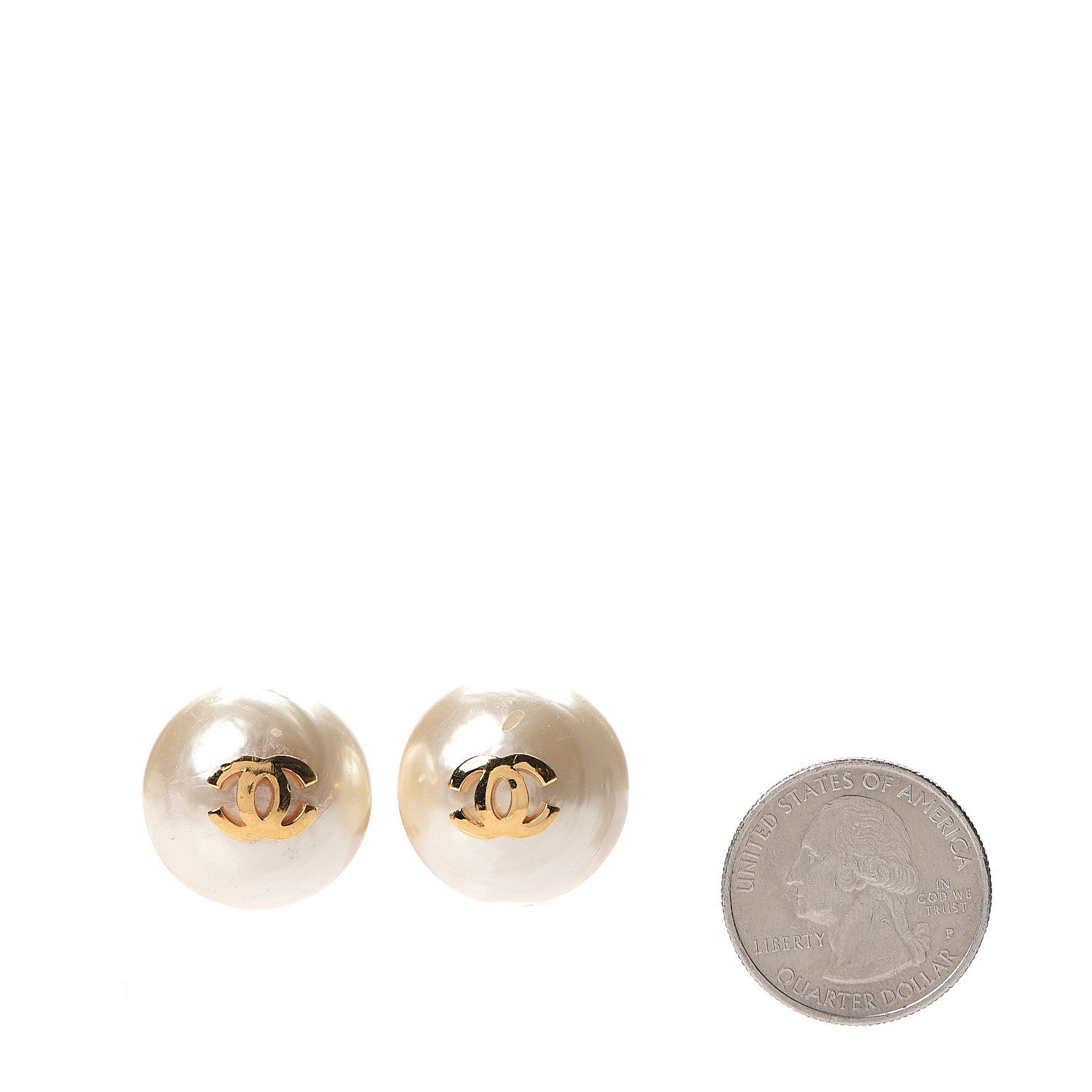 Chanel Pearl CC Clip On Earrings Gold 2 of 5
