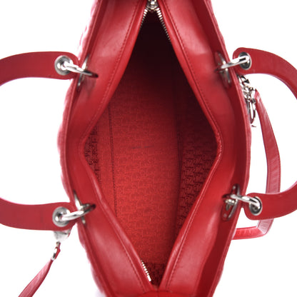 Christian Dior Lambskin Cannage Large Lady Dior Red 7 of 15