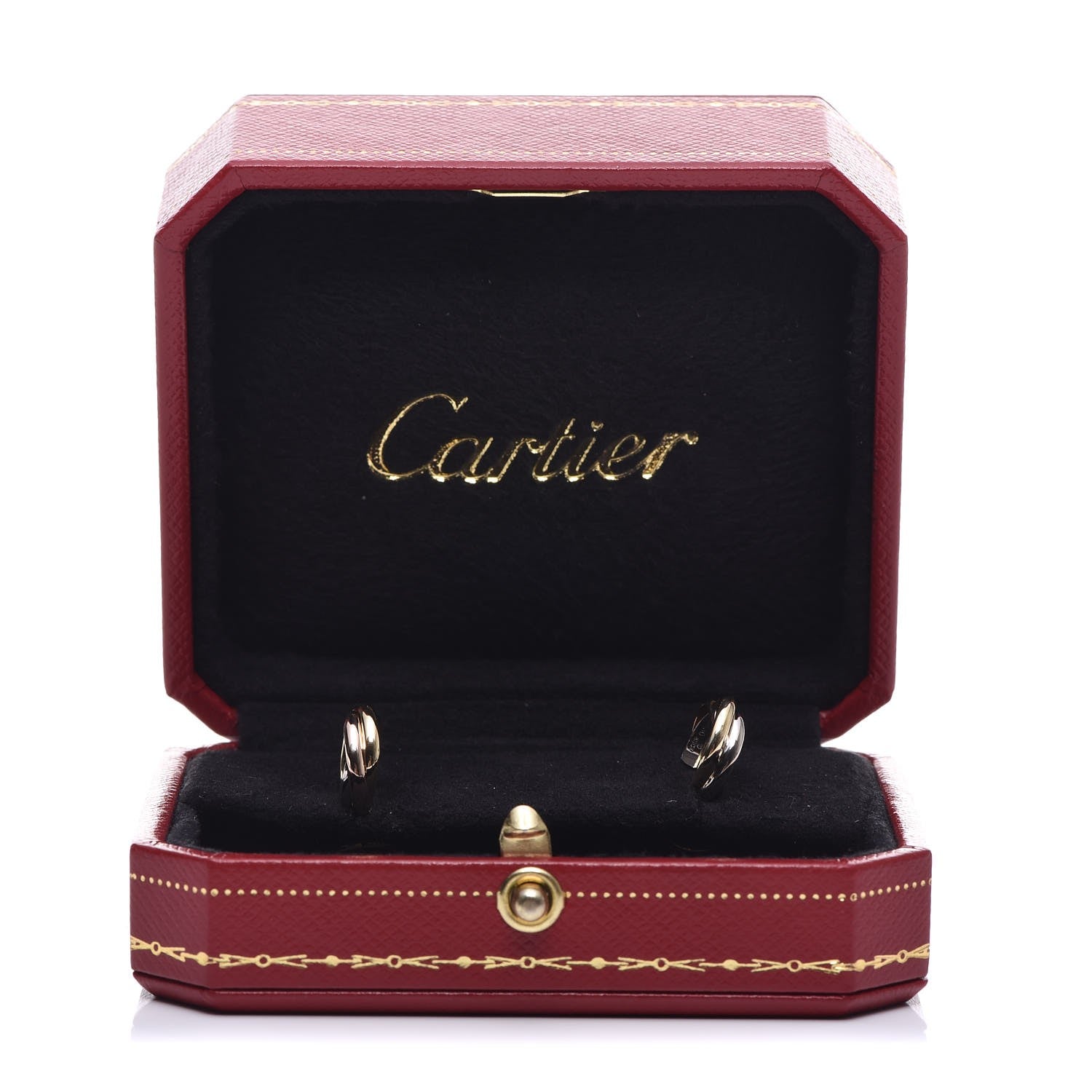Cartier 18K Pink Yellow White Gold 13mm Trinity Hoop Earrings 8 of 8