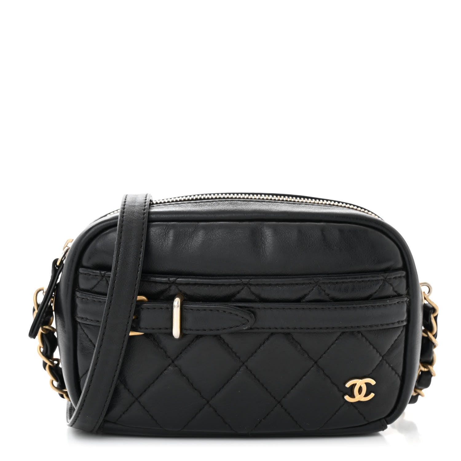 Chanel Lambskin Quilted Small Buckle Camera Case Bag Black 1 of 10