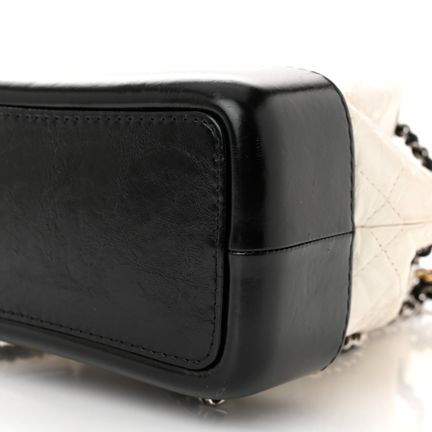 Aged Calfskin Quilted Small Gabrielle Backpack Black White