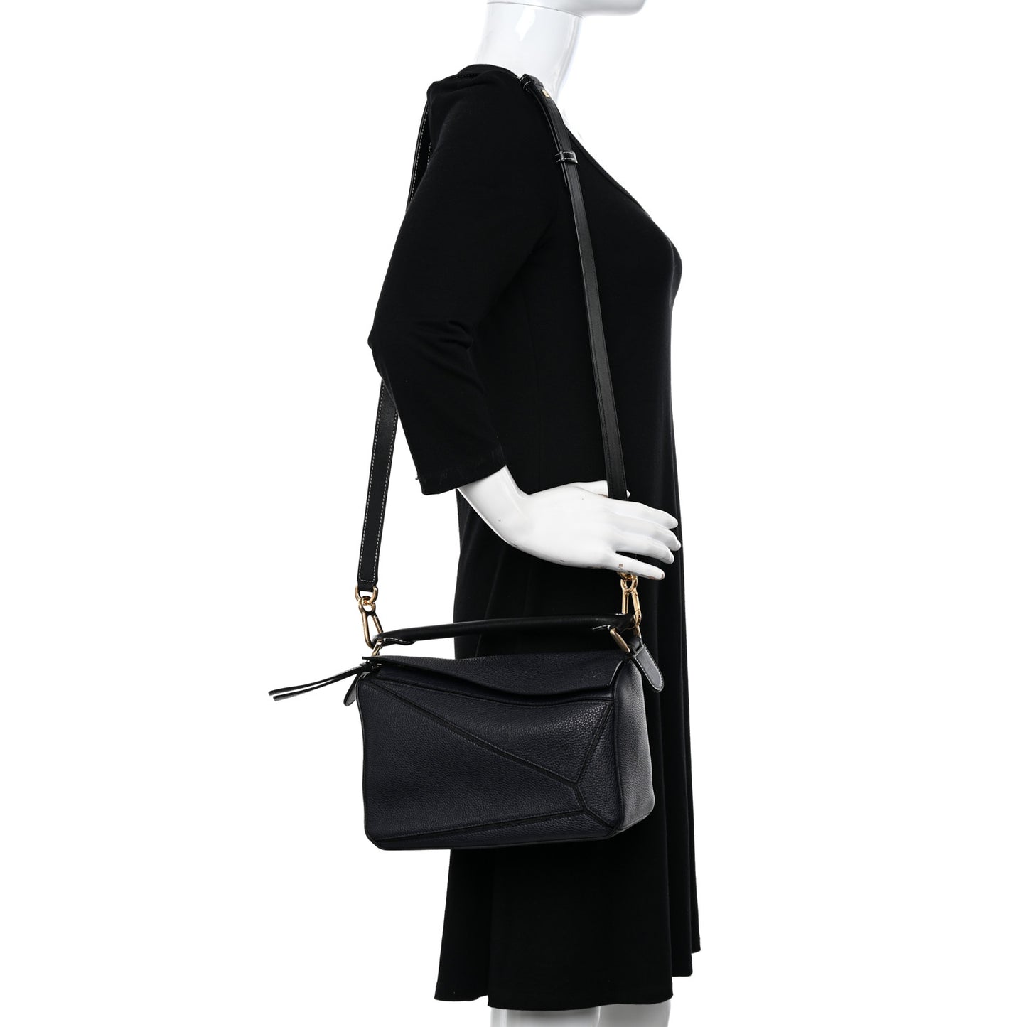 Calfskin Small Puzzle Bag Midnight Blue Black
