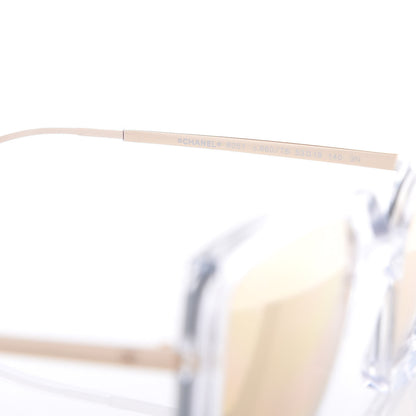 Chanel 24K Gold Mirror Square Sunglasses 6051 Transparent 5 of 7
