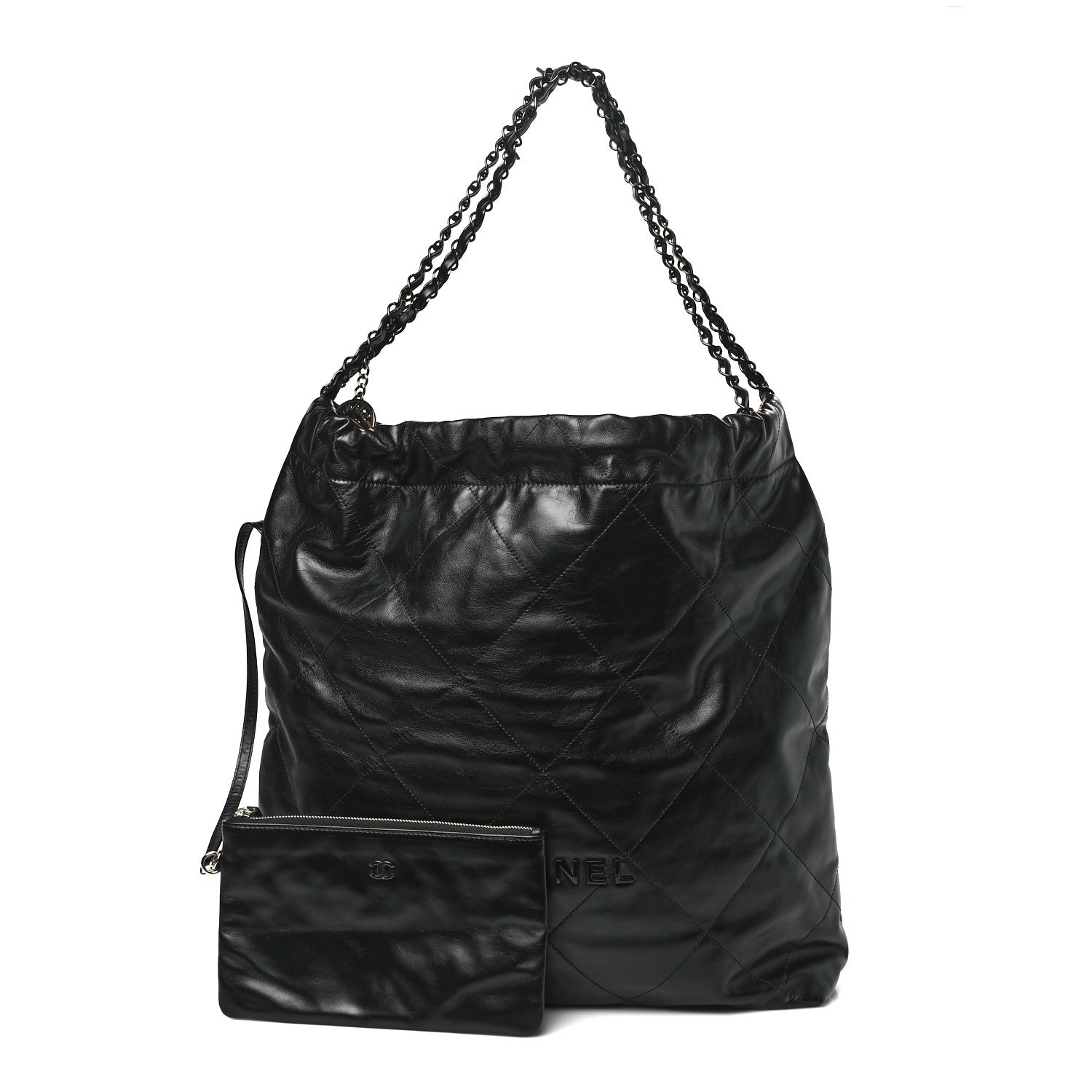 Chanel Shiny Calfskin Quilted Large Chanel 22 So Black 3 of 11