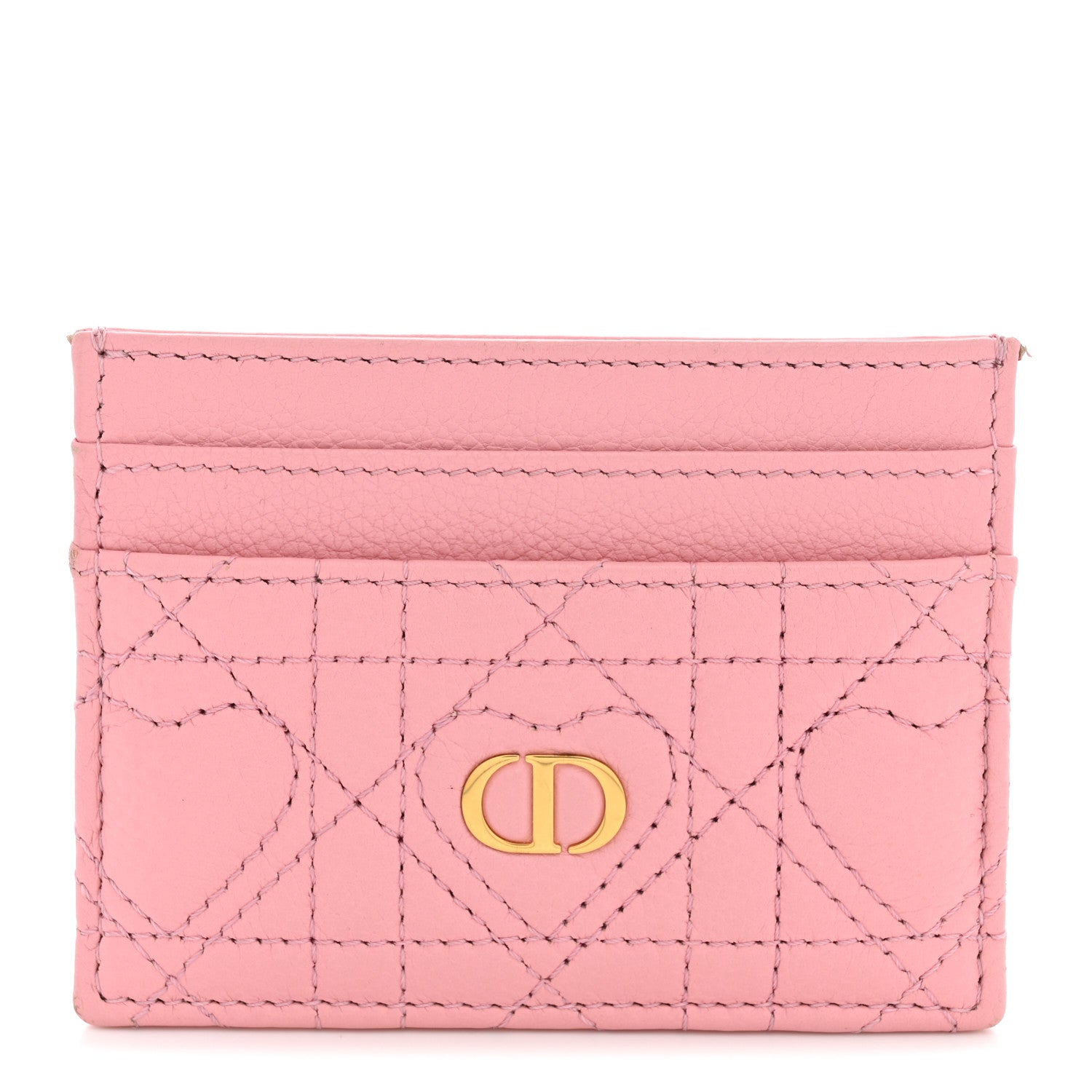 Christian Dior Calfskin Cannage Dioramour Caro Five-Slot Card Holder Pink 1 of 8