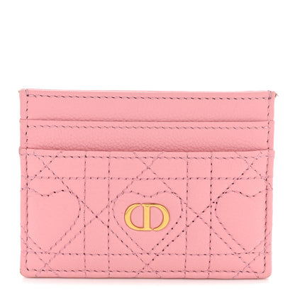 Christian Dior Calfskin Cannage Dioramour Caro Five-Slot Card Holder Pink 1 of 8