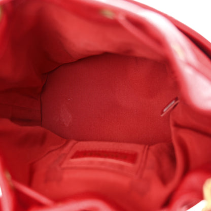 Chanel Caviar Suede Quilted Drawstring Bucket Bag Dark Red 5 of 11