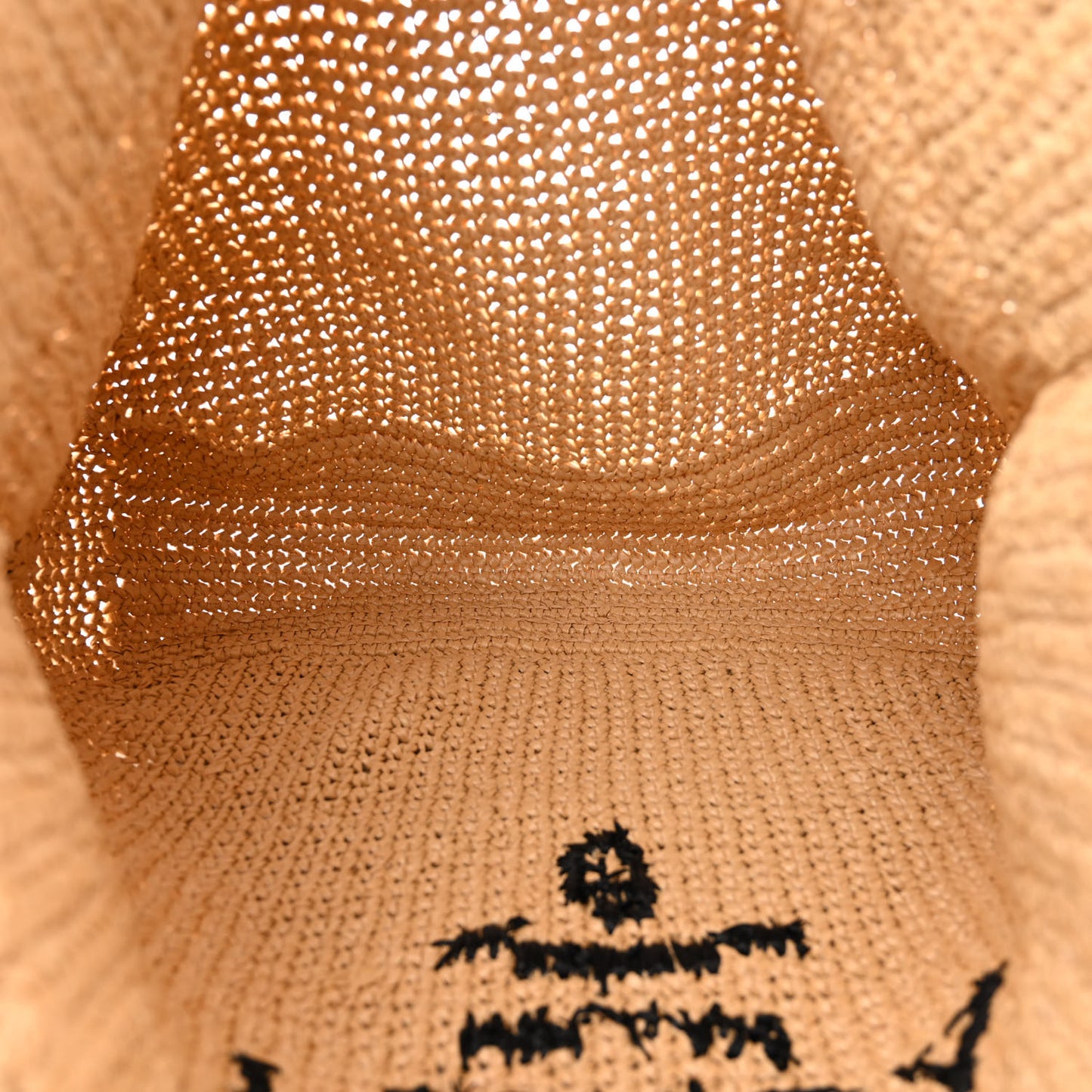 Yarn Raffia Effect Crochet Embroidered Logo Tote Naturale