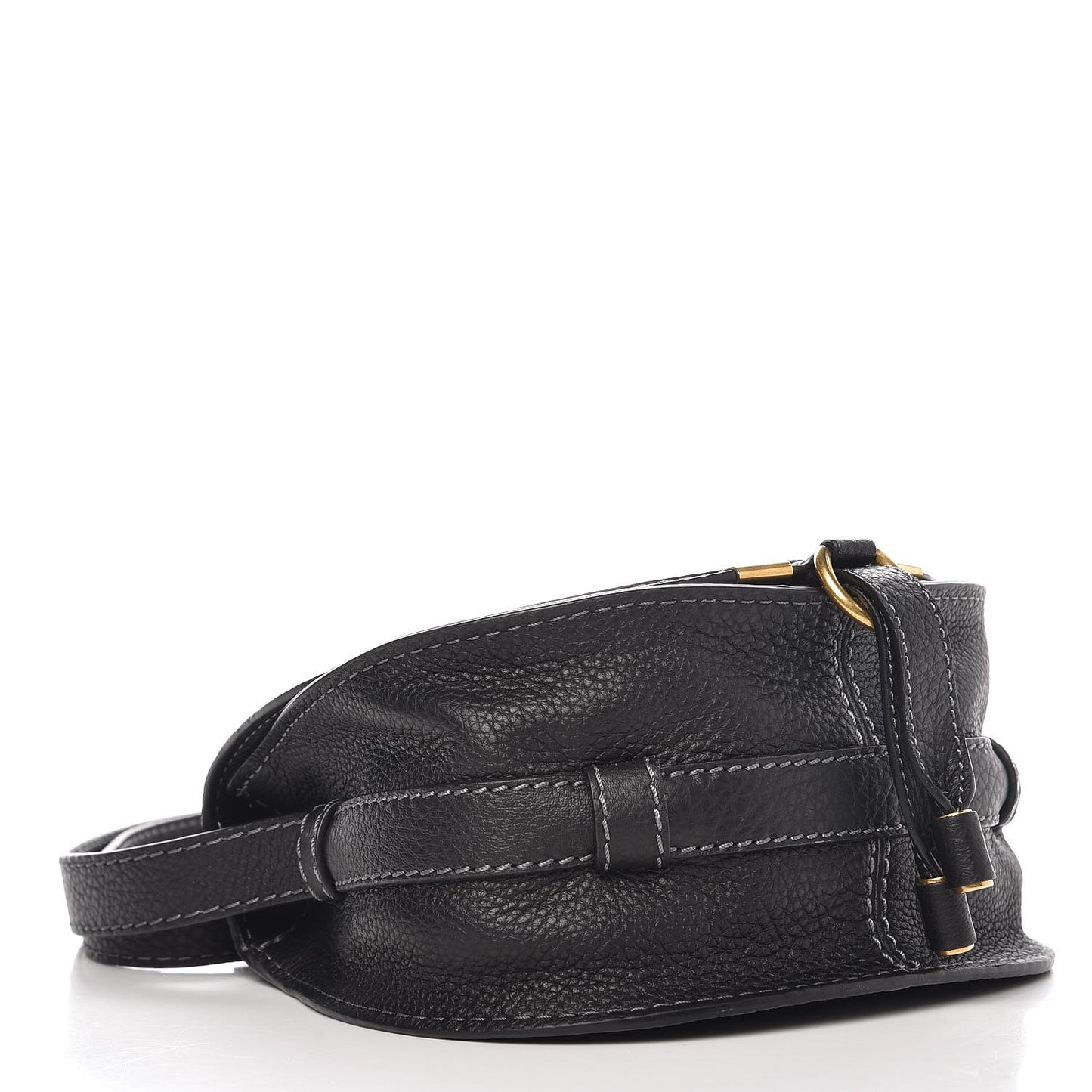 Calfskin Mini Marcie Round Crossbody Bag Black