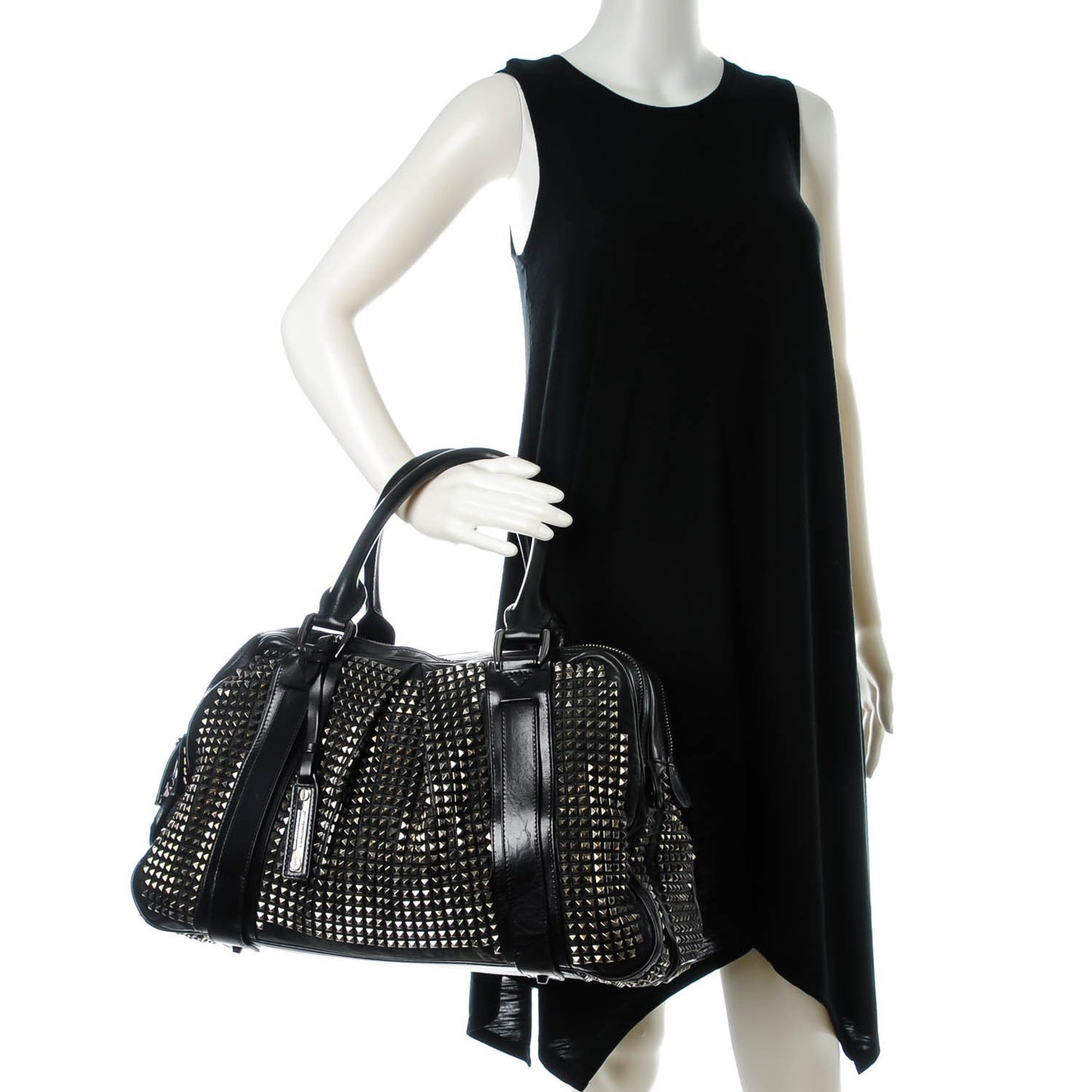 Prorsum Calfskin Studded Knight Satchel Black