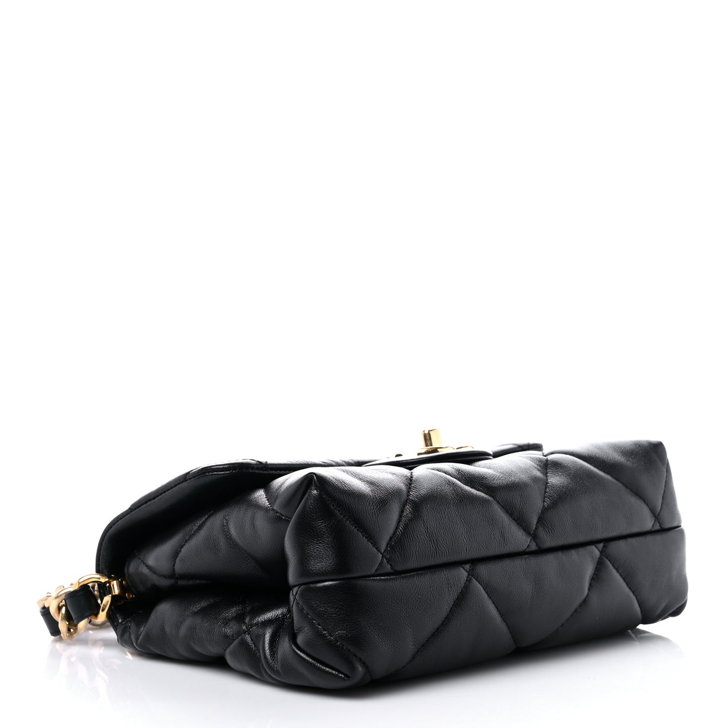 Lambskin Quilted Small Chain Top Handle Flap Black