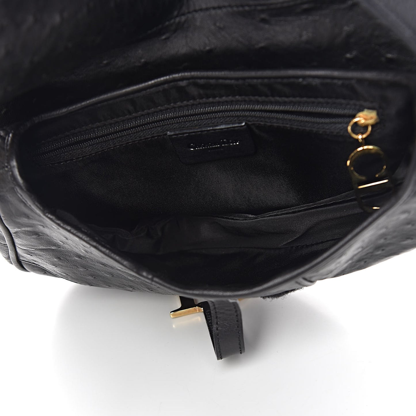Ostrich Saddle Bag Black