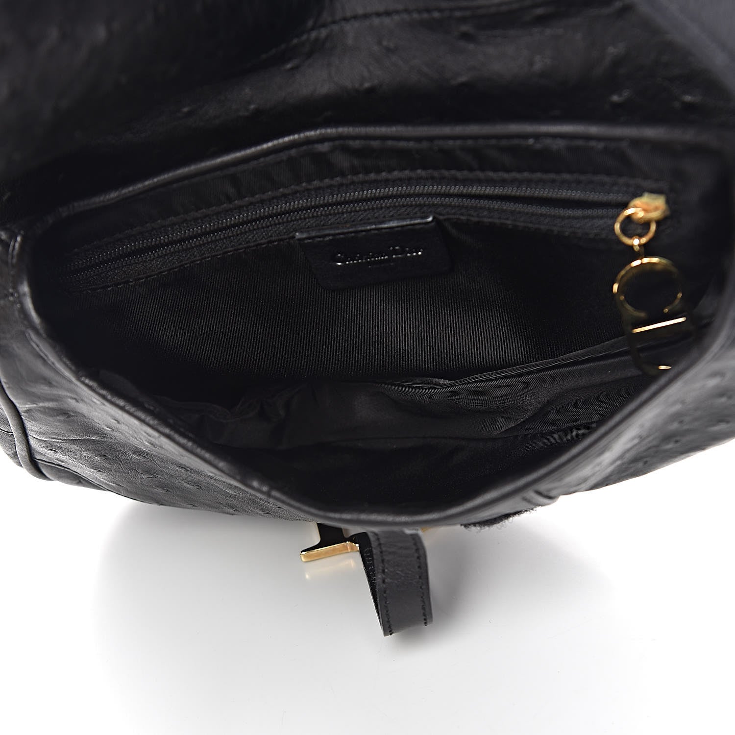 Christian Dior Ostrich Saddle Bag Black 5 of 10