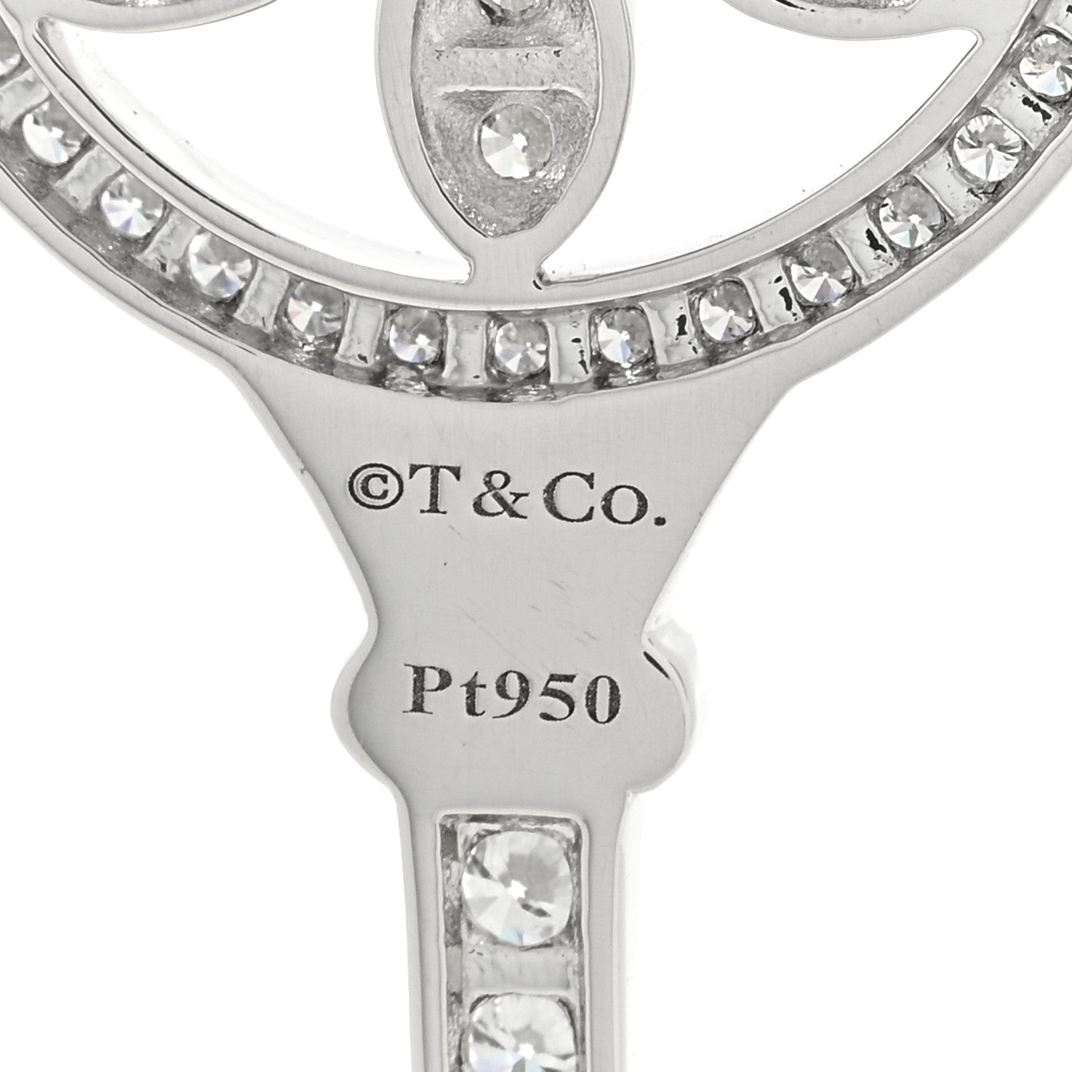 Tiffany Platinum Diamond Daisy Key Pendant Necklace 3 of 3