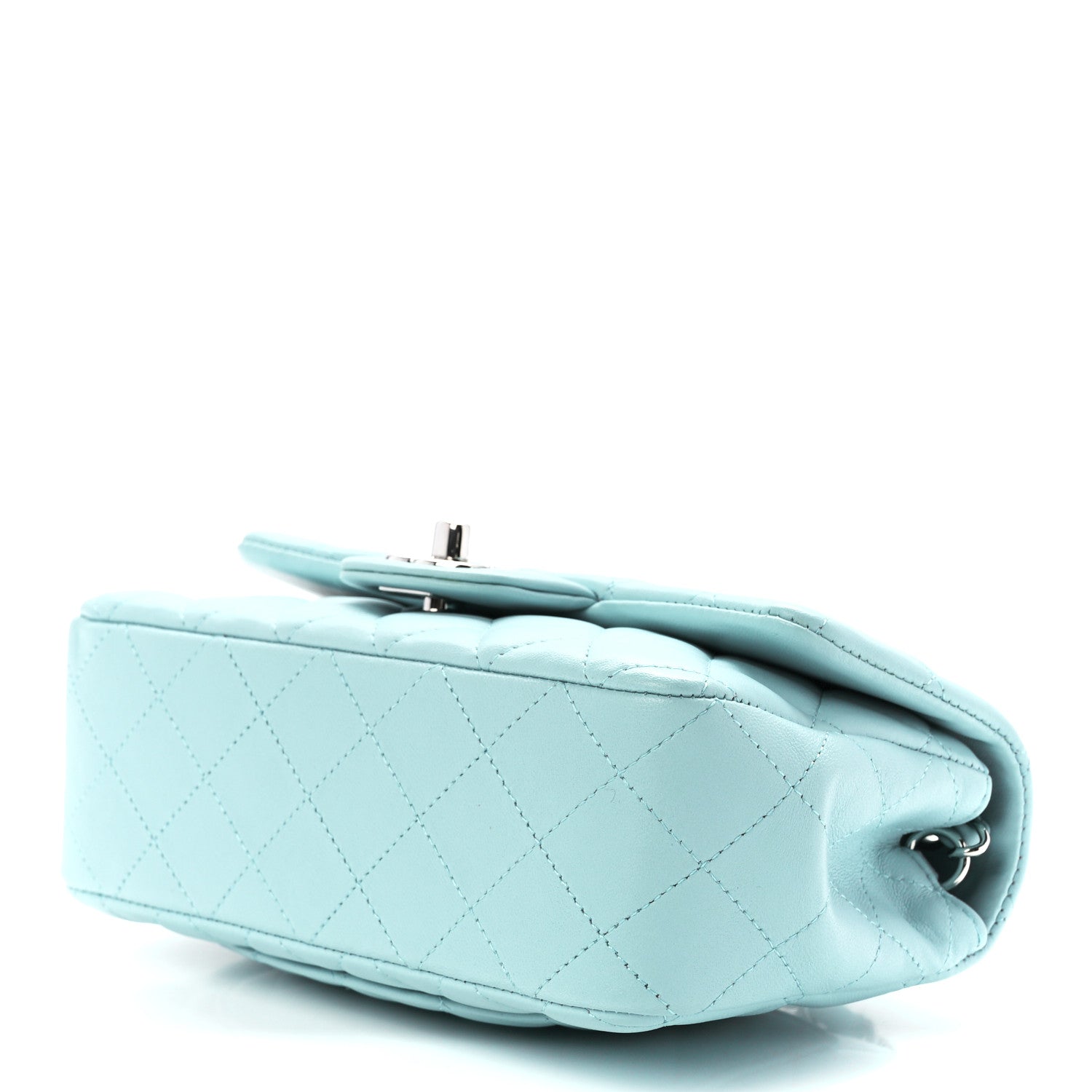 Chanel Lambskin Quilted Mini Rectangular Flap Light Blue 9 of 11