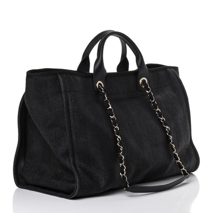 Chanel Mixed Fibers Striped Large Deauville Tote Black 2 of 4
