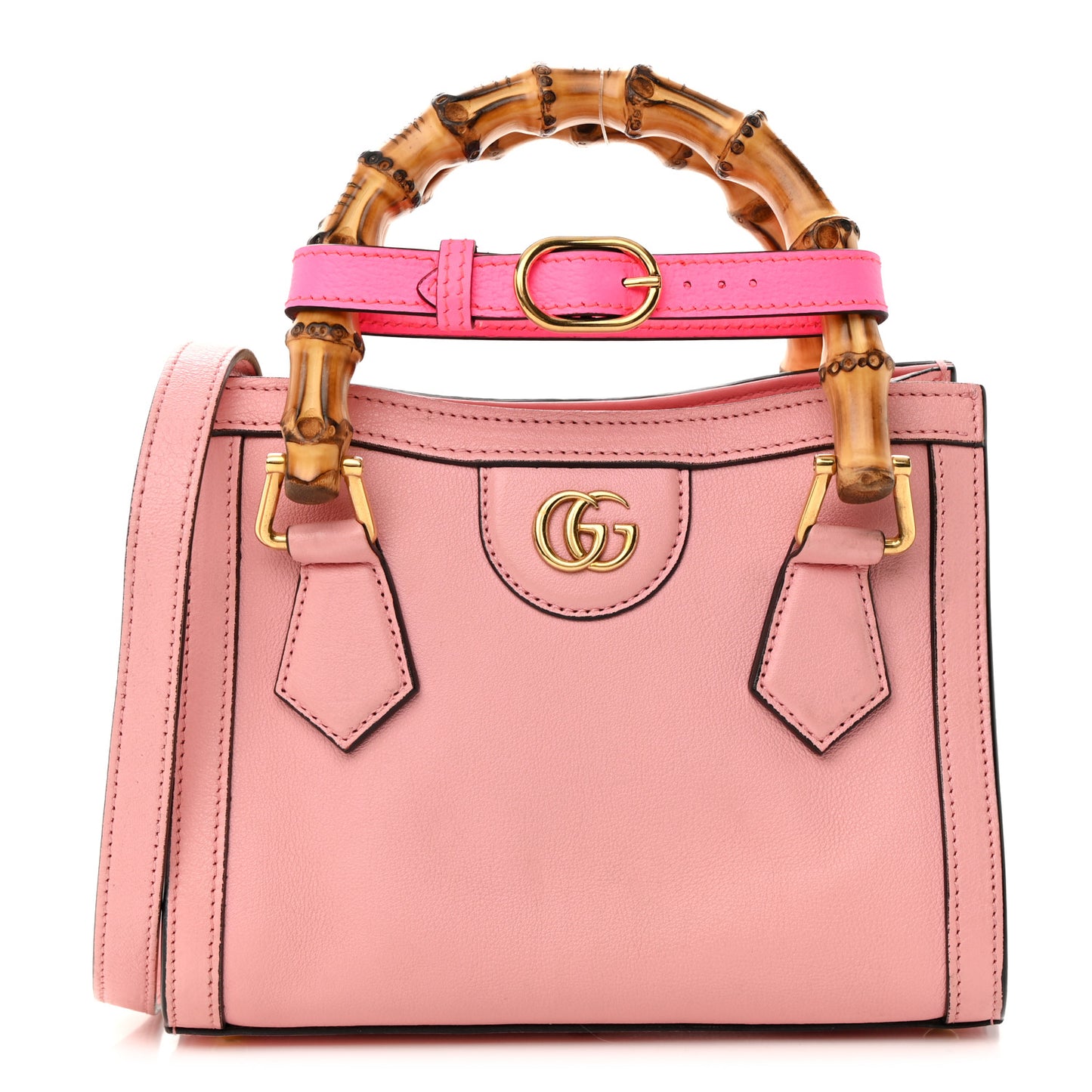 Wonka Grain Calfskin Mini Diana Tote Bag Wild Rose Fuxia Fluo