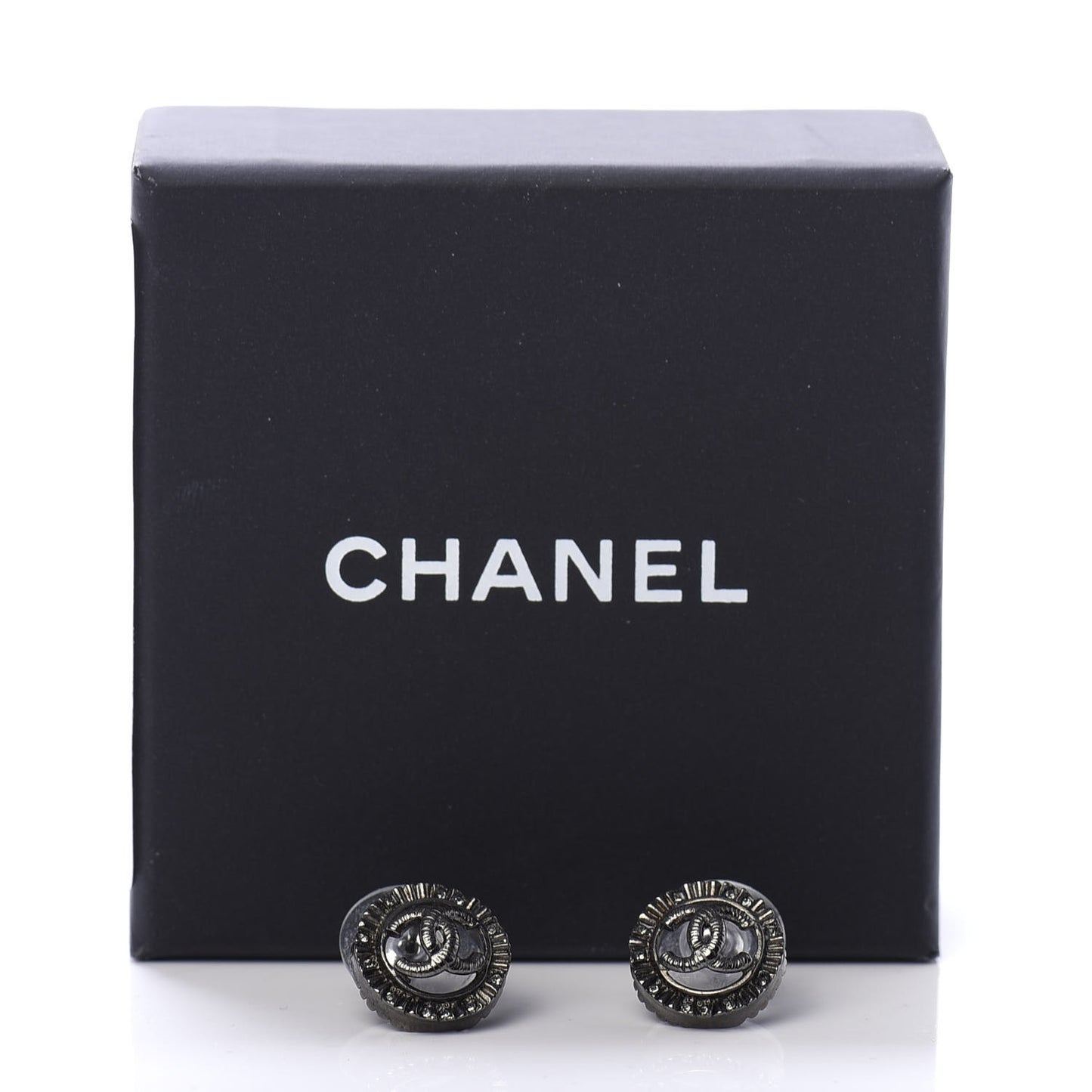 Ruthenium Crystal CC Round Earrings Silver