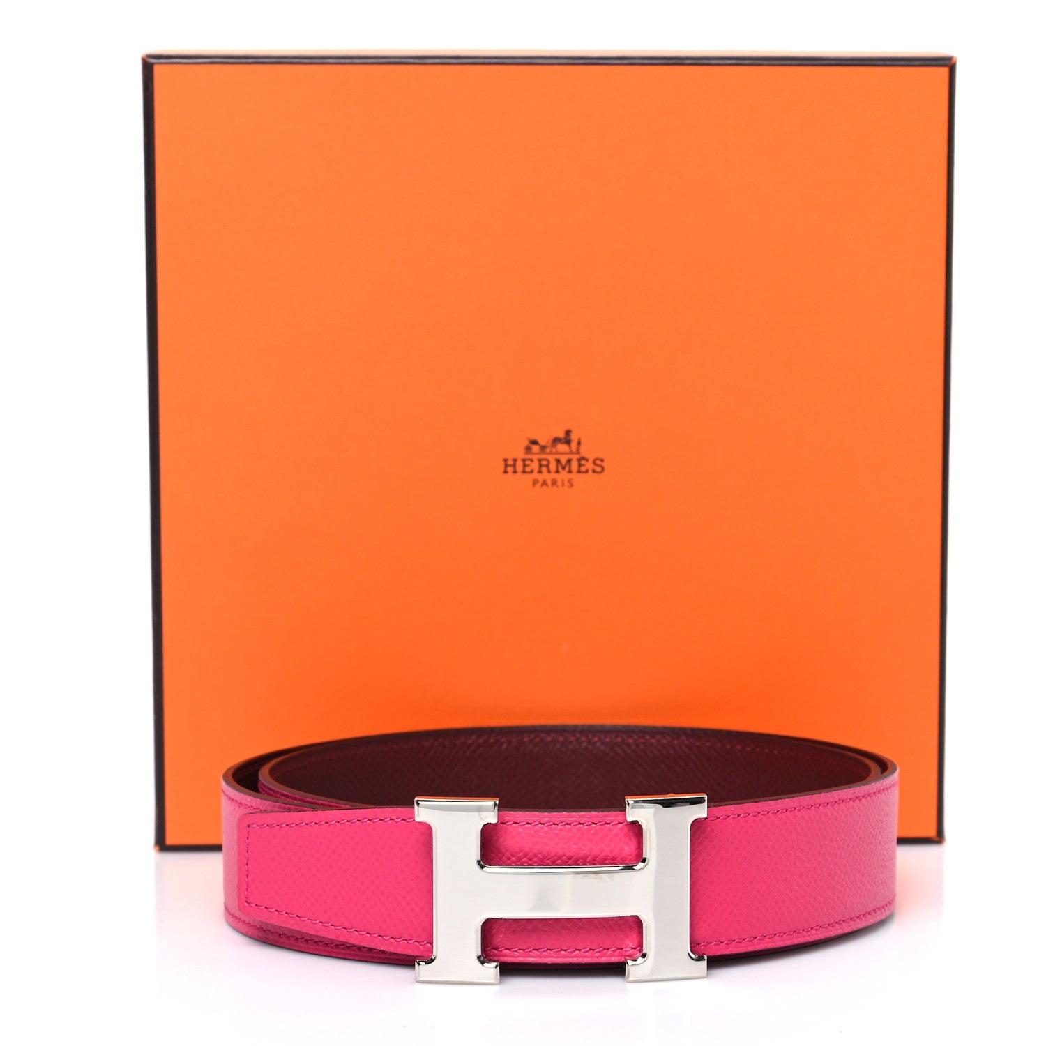 Hermes Epsom 32mm H Belt 85 Rose Mexico Rouge H 5 of 5