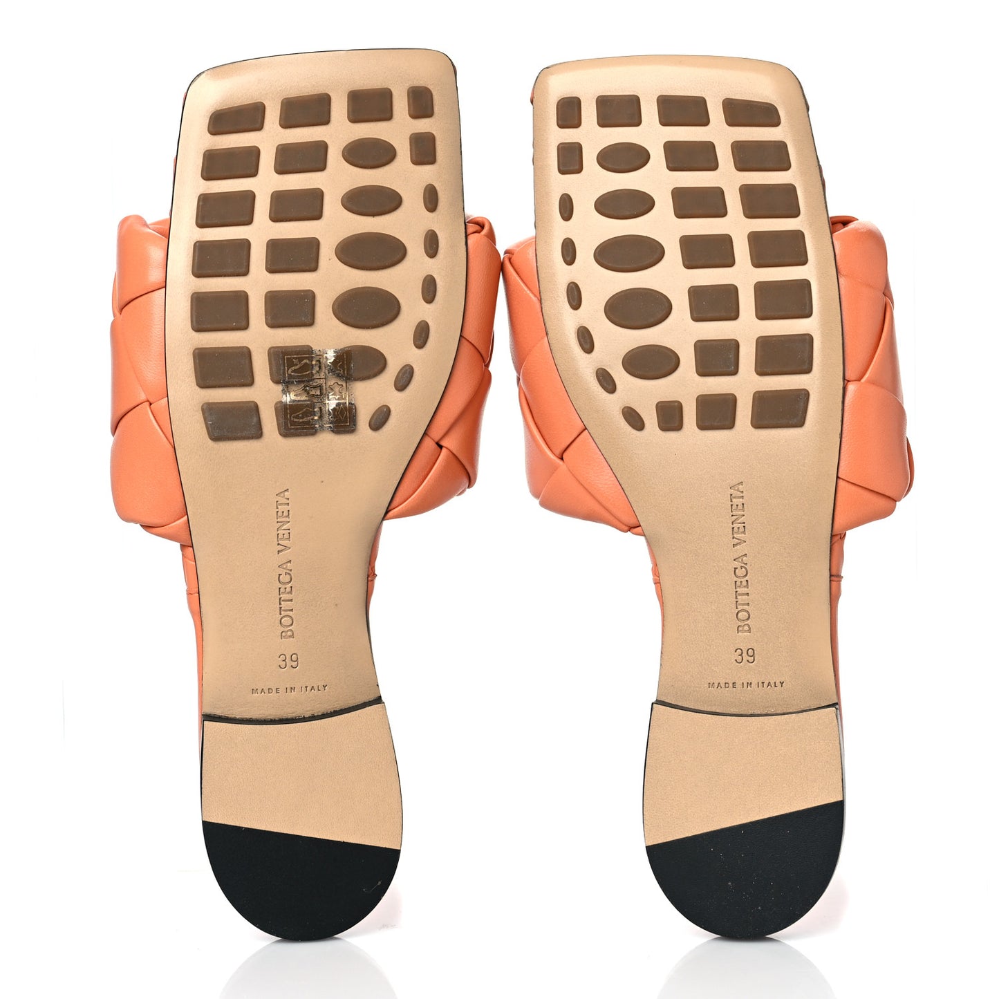 Nappa Maxi Intrecciato Lido Flat Sandals 39 Papaya