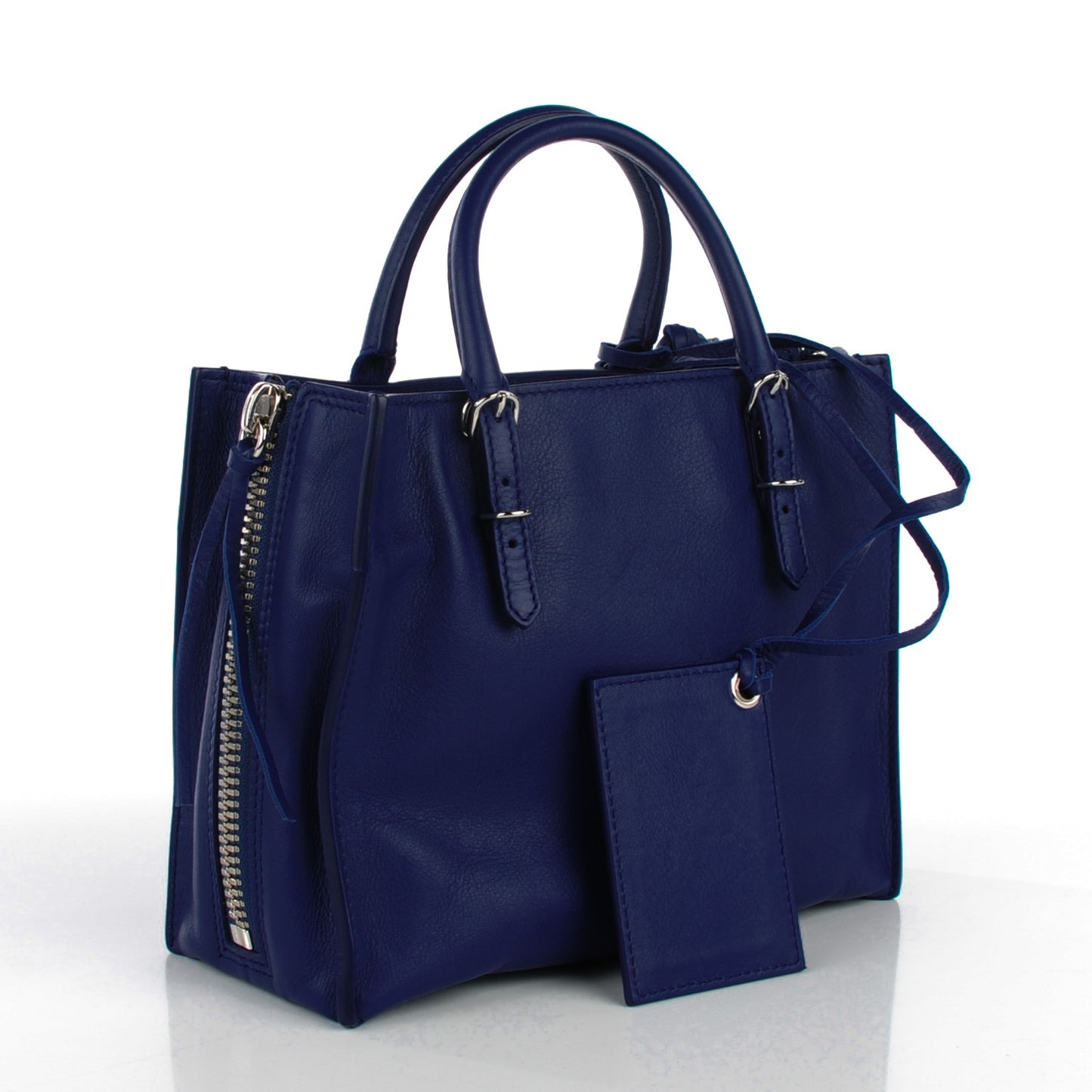 Calfskin Papier Mini A4 Zip Around Tote Bleu Mineral