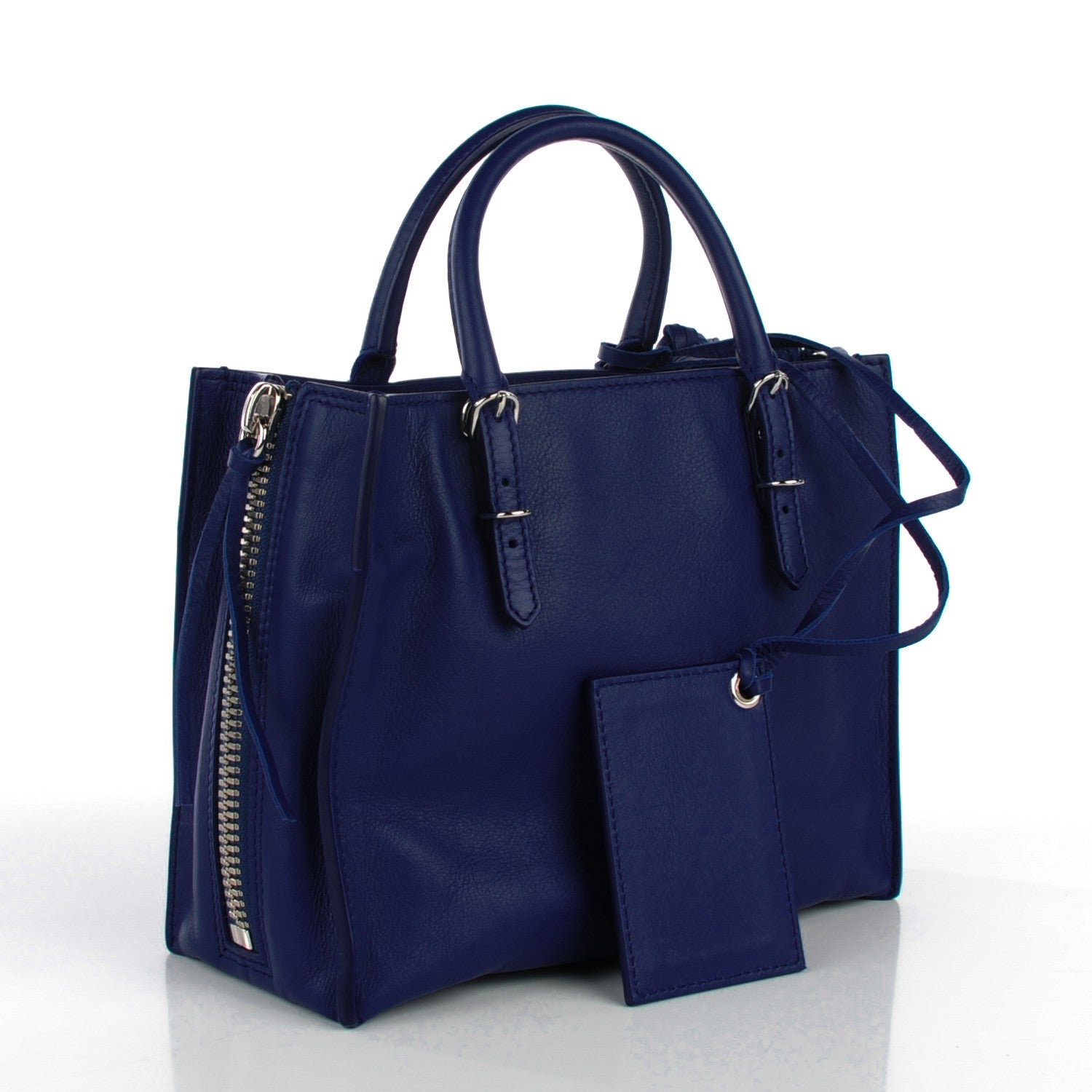 Balenciaga Calfskin Papier Mini A4 Zip Around Tote Bleu Mineral 3 of 8