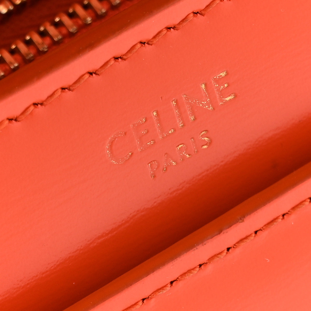 Celine Shiny Calfskin Triomphe Chain Shoulder Bag Pop Orange 19 of 19