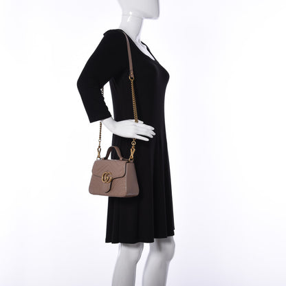 Gucci Calfskin Matelasse Mini GG Marmont Top Handle Shoulder Bag Porcelain Rose 3 of 10