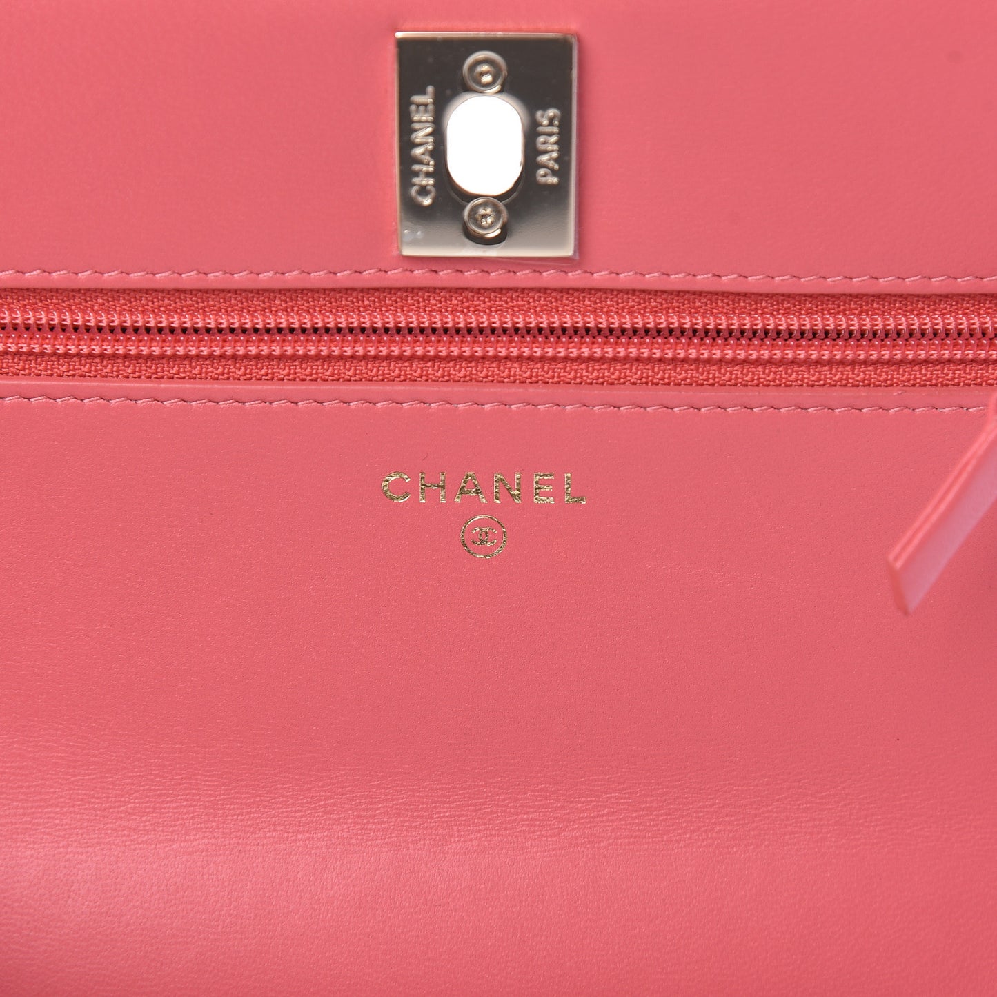 Lambskin Quilted Trendy CC Wallet On Chain WOC Bright Pink