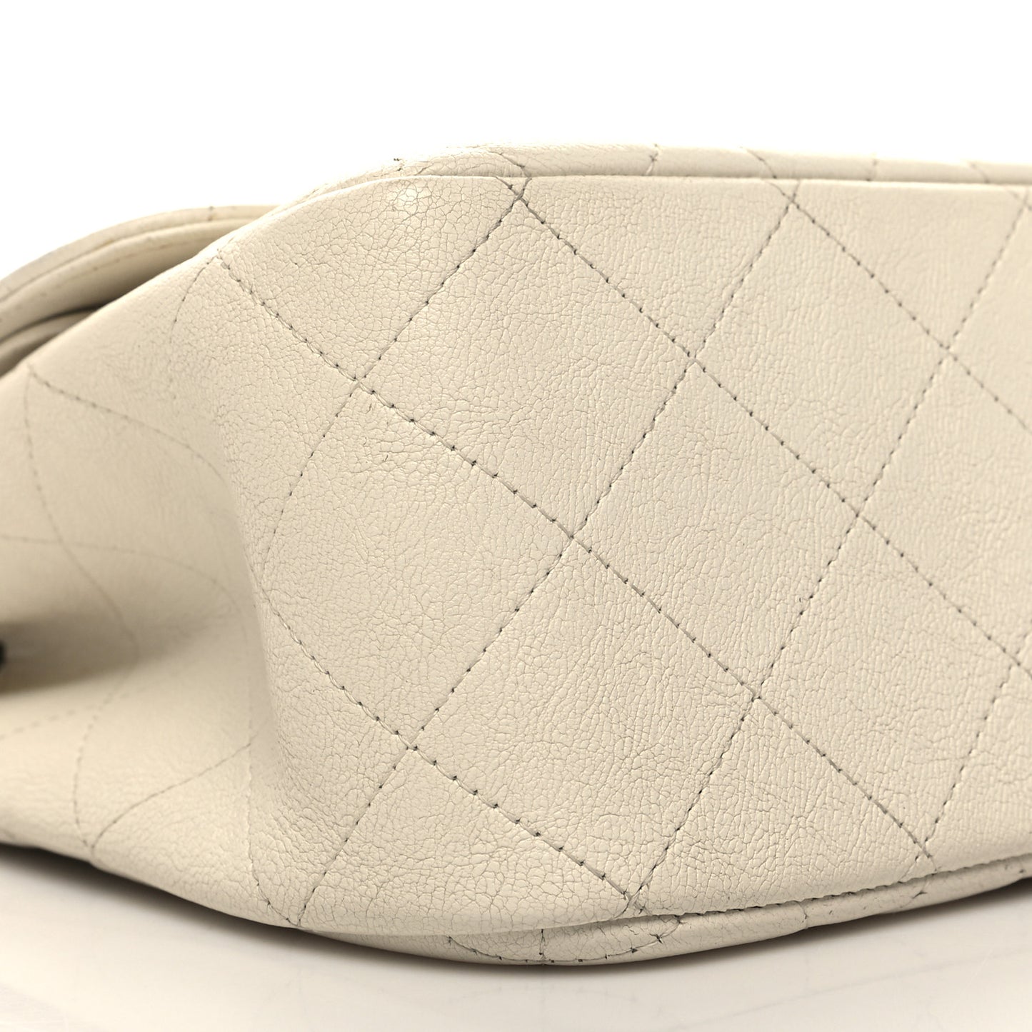Calfskin Quilted Jumbo Double Flap White
