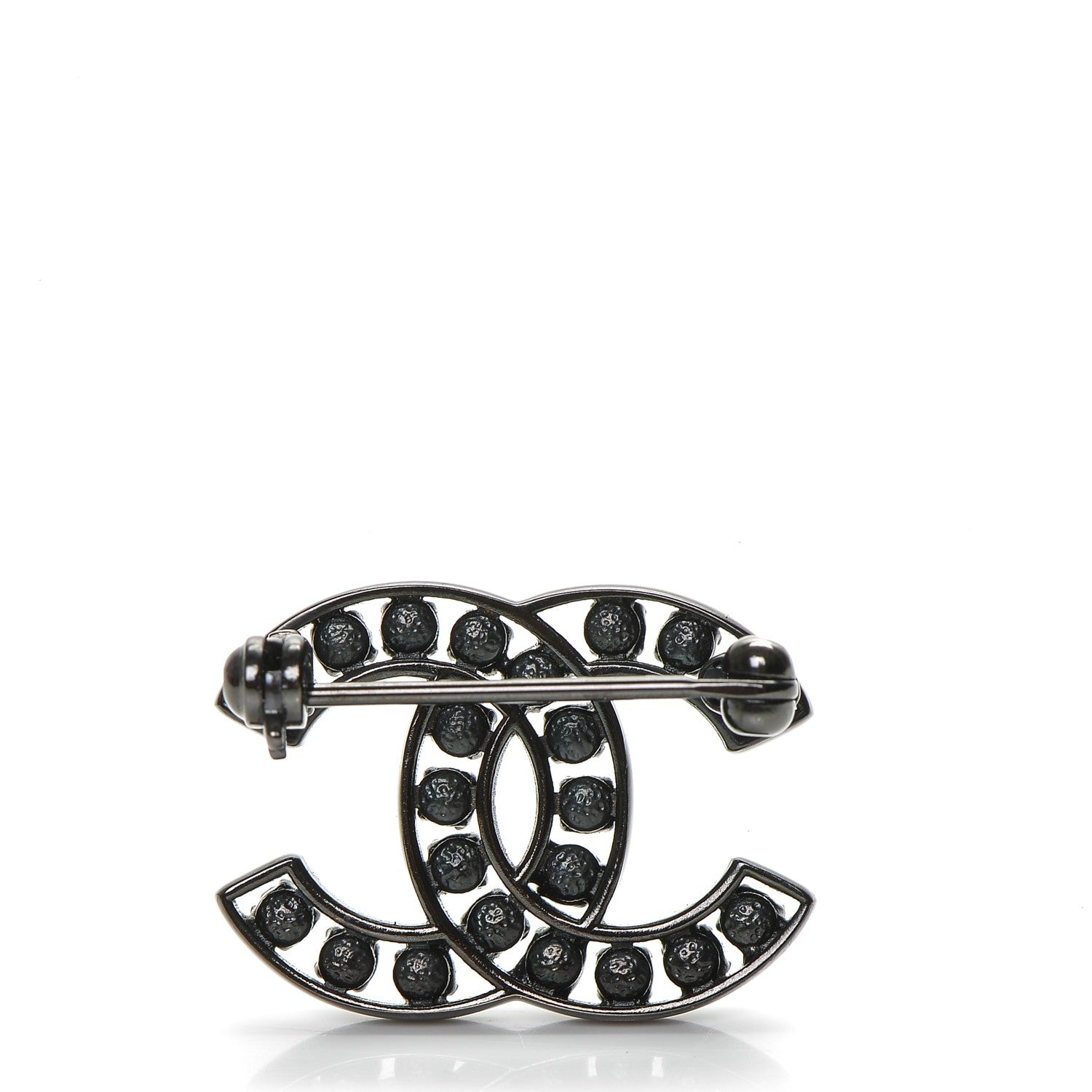 Chanel Crystal CC Mini Brooch Black 2 of 5