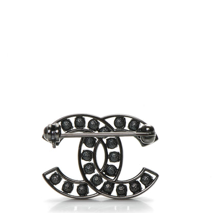 Chanel Crystal CC Mini Brooch Black 2 of 5