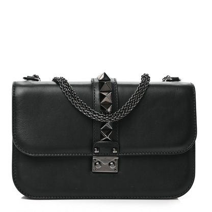Valentino Garavani Vitello Medium Glam Lock Rockstud Flap Black 1 of 8