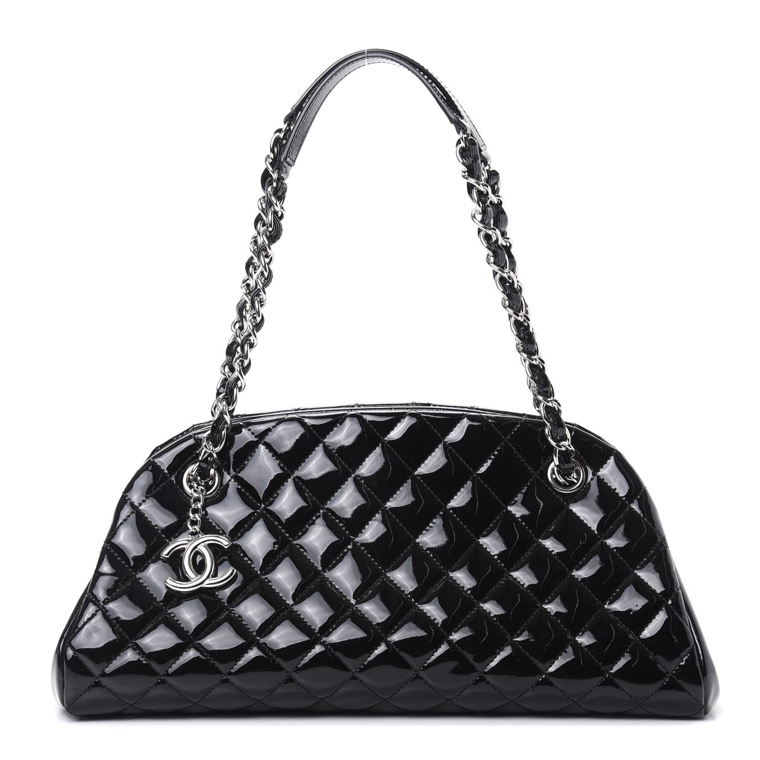 Chanel Patent Quilted Medium Just Mademoiselle Bowling Bag Black 1 of 10