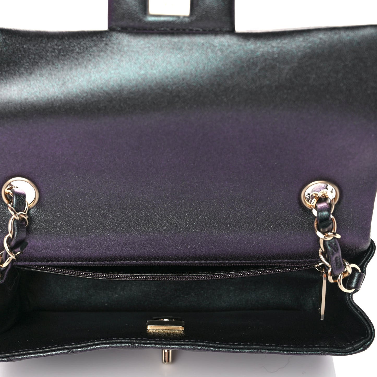 Iridescent Lambskin Quilted Mini Rectangular Flap Black