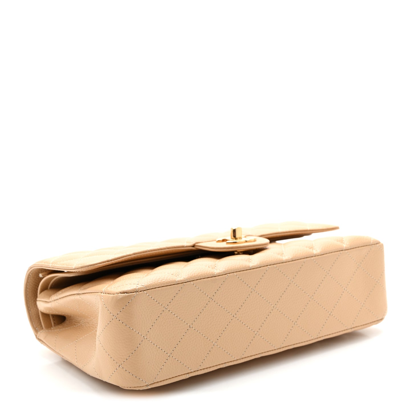 Caviar Quilted Medium Double Flap Beige Clair