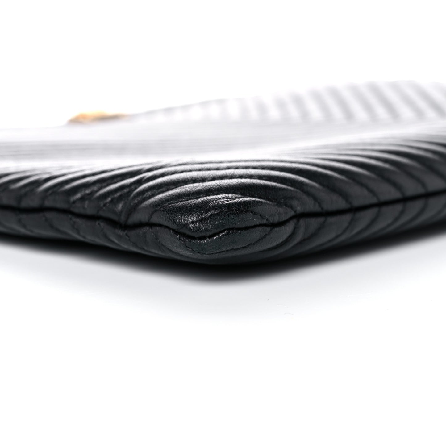 Calfskin Chevron Medium Boy Cosmetic Case Black