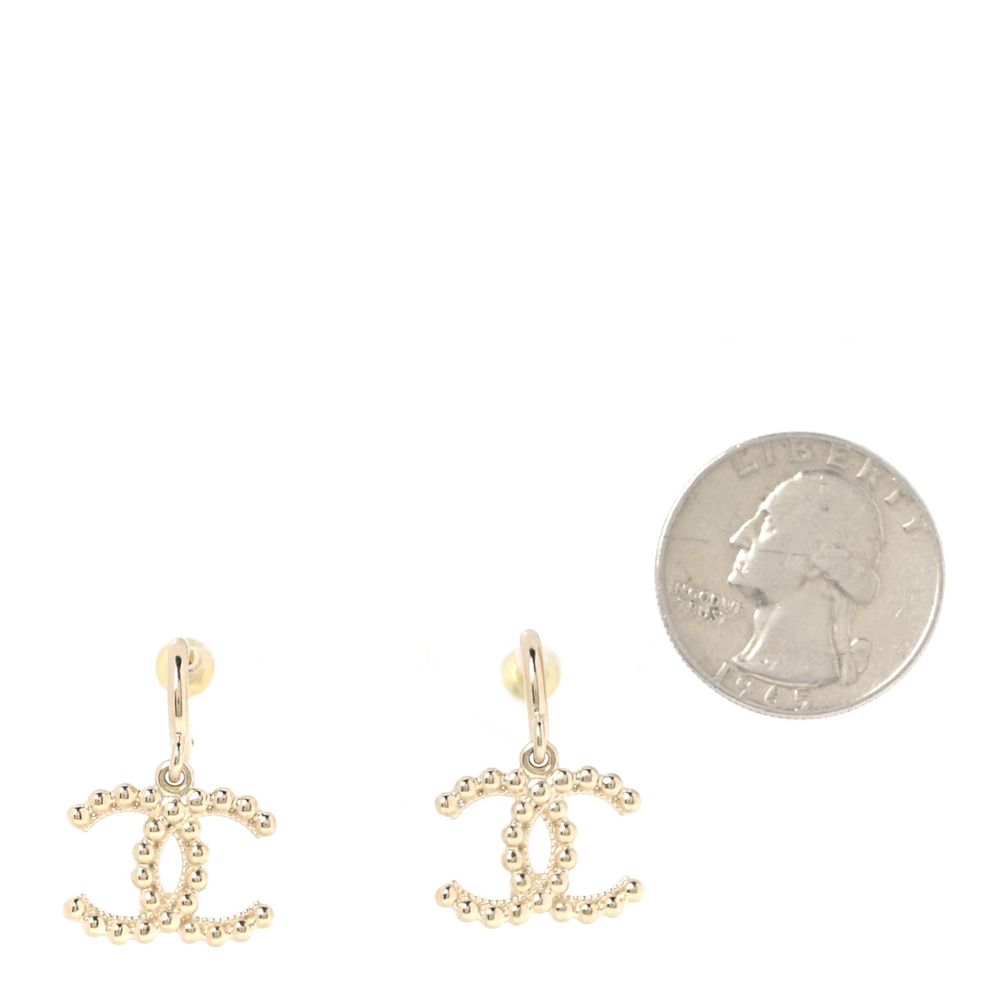 Metal CC Hoop Drop Earrings Gold