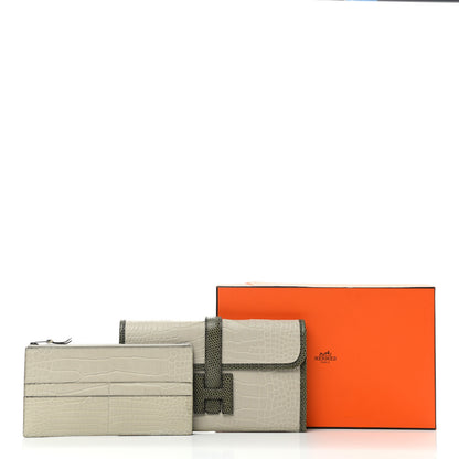 Hermes Matte Alligator Lizard Jige Duo Clutch Beton Vert Olive 8 of 8