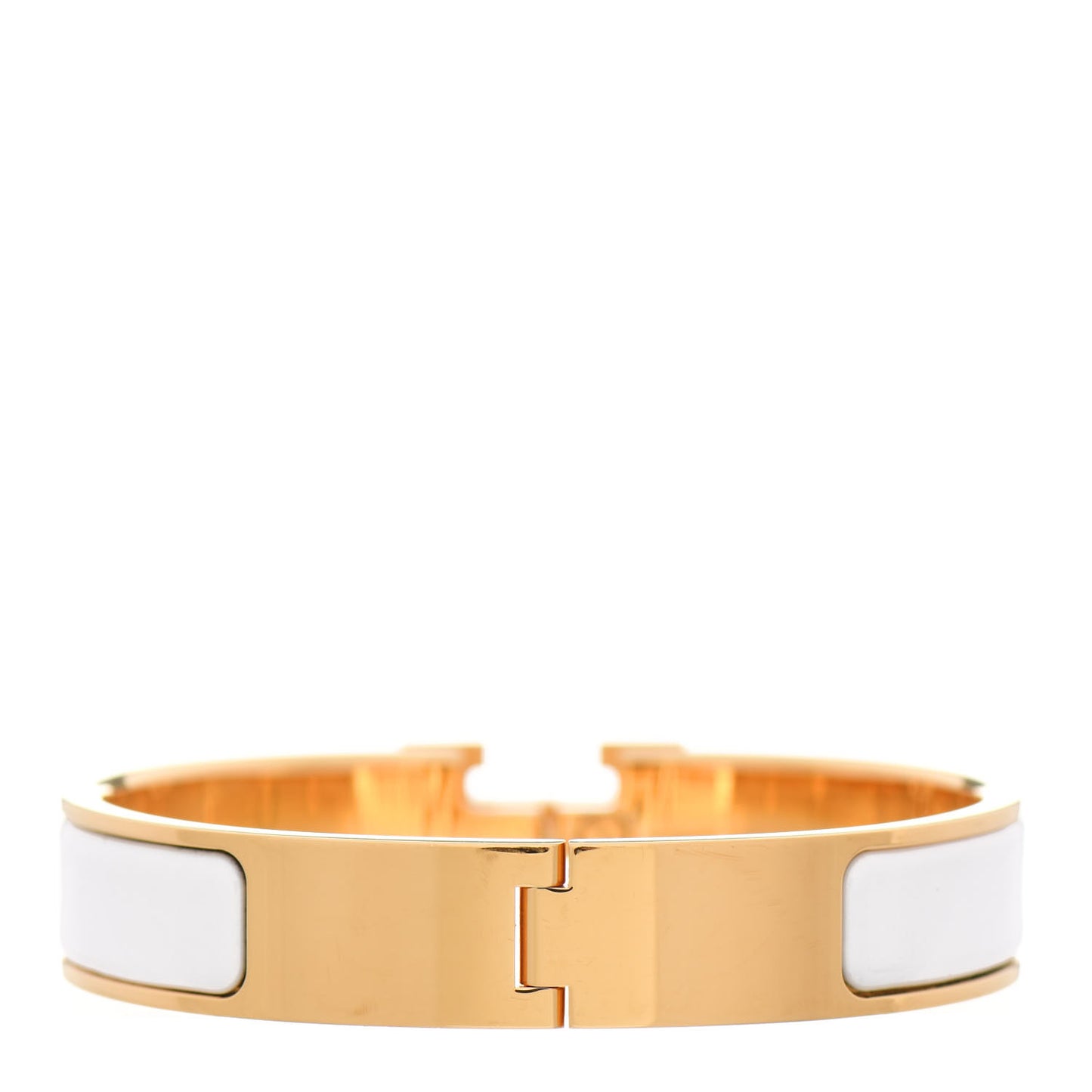 Enamel Narrow Clic Clac H Bracelet GM White