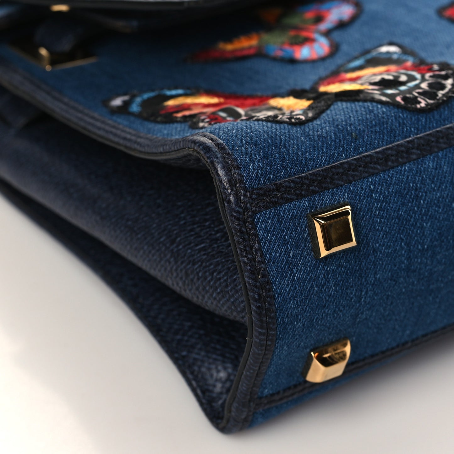 Denim Butterfly Embroidered Small My Rockstud Frame Bag Light Denim Multicolor