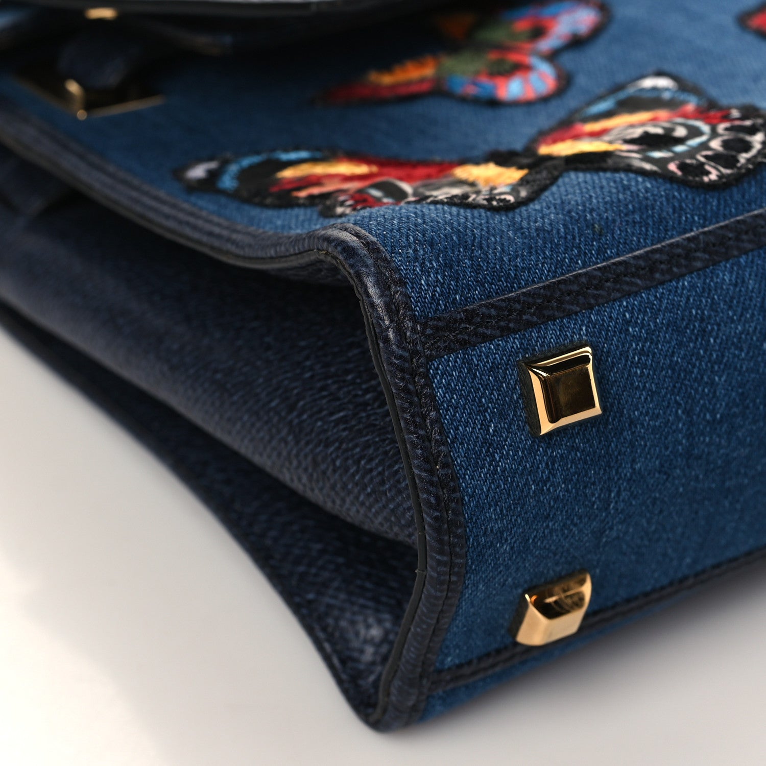 Valentino Garavani Denim Butterfly Embroidered Small My Rockstud Frame Bag Light Denim Multicolor 7 of 8