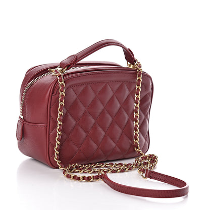 Chanel Calfskin Quilted CC Small Vanity Case Dark Red 3 of 12