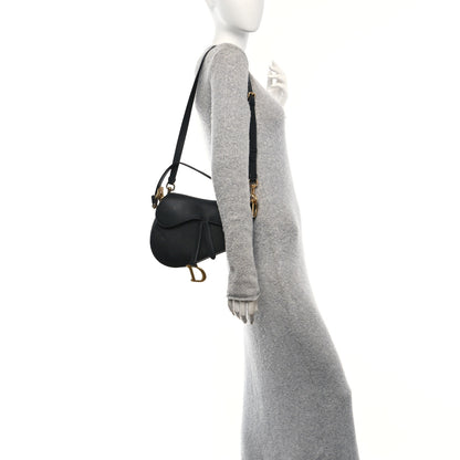 Christian Dior Grained Calfskin Saddle Bag With Strap Black 2 of 10