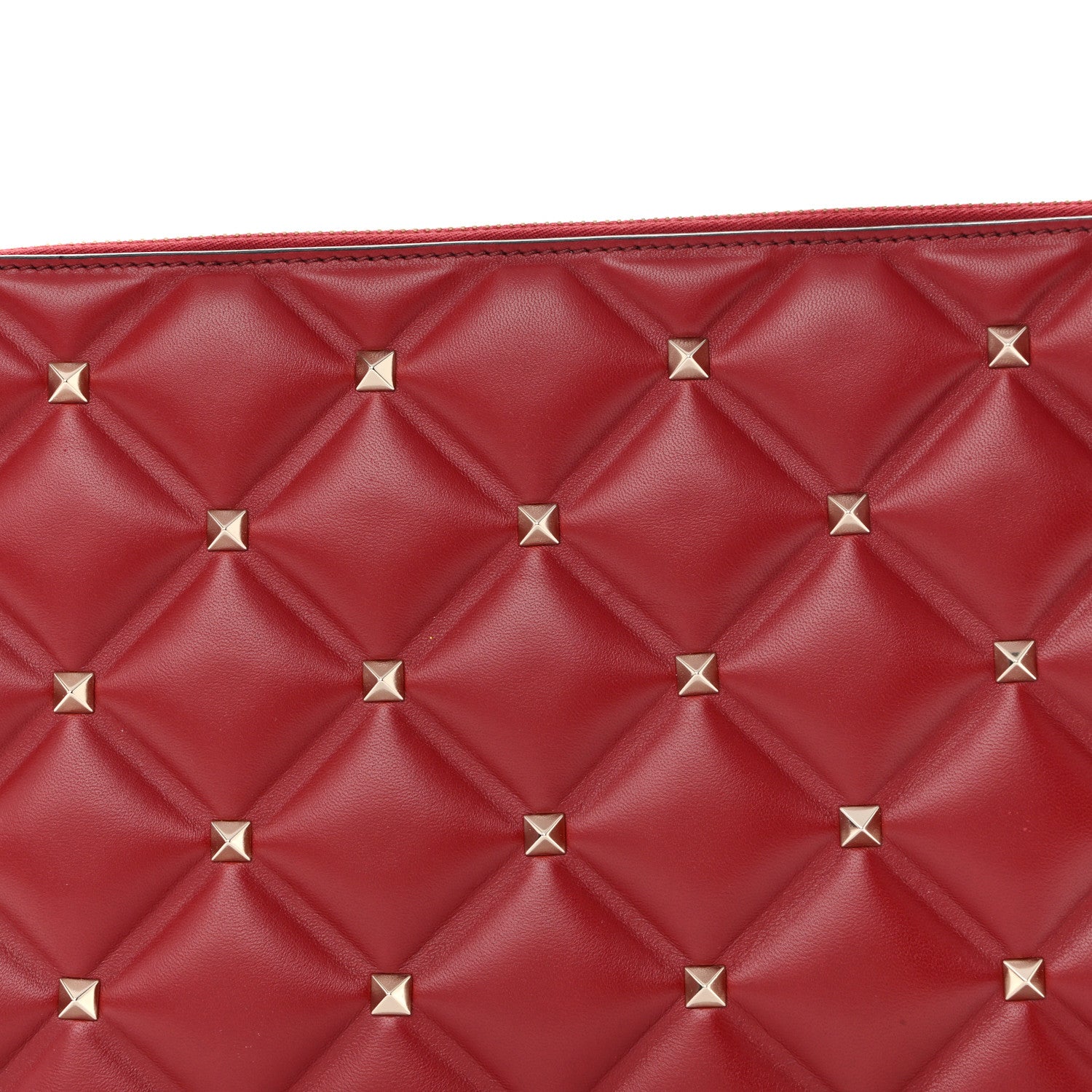 Valentino Garavani Nappa Large Candystud Flat Zip Pouch Rubino 7 of 10